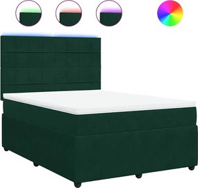 vidaXL Pat box spring cu saltea, verde închis, 160x200 cm, catifea