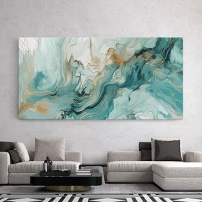 Tablou Canvas, 40x80cm, Dormitor si Living, Feng Shui, Apa, Green Gold Water