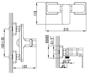 Baterie de duș Aqualine FACTOR crom lucios