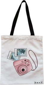 Sacosa de Panza pentru Cumparaturi, Geanta Tote, Travel Girl 13, Cu fermoar, 38x34.5 cm, Alba, BEKZ®