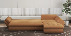 Colțar extensibil dumonde cu ladă de depozitare si sezut confortabil din spuma high-density, Loana XL Enjoy Mango 335x185 cm