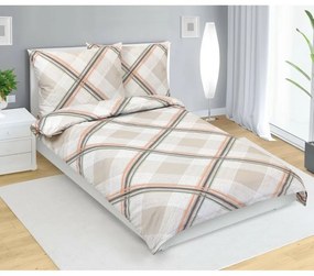 Lenjerie de pat Bellatex Satin Kostka bej , 140 x200 cm, 70 x 90 cm, 140 x 200 cm, 70 x 90 cm