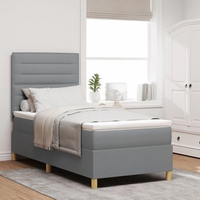 vidaXL Pat cu arcuri cu saltea gri deschis 80x200 cm din țesătură