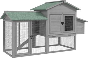 PawHut Cotet pentru găini din lemn adăpost cu tarc exterior cuib rampă tavă extractabilă pentru 2-4 găini 168x75x103cm Gri | Aosom Romania