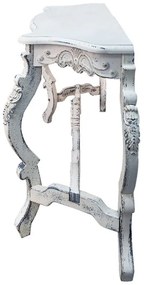 Consolă vintage, sculptată manual, finisaj alb antichizat, Odette