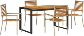 vidaXL Set de masă pentru grădină 5 pcs Bej și Maro poliratan