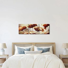 Tablou flori roșii (cu ceas) (90x30 cm)