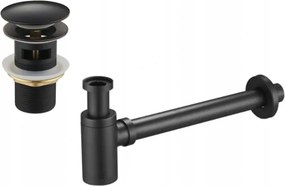 Mexen semi-sifon lavoar rotund cu dop ceramică click-clack, cu preaplin, negru antic - 7992050-79