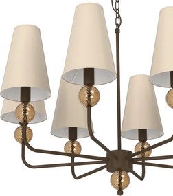 Candelabru GRENADA cu lanț, 8xE14/15W/230V, bej