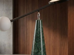 Lampa de masa LED din otel negru si marmura portelanata verde