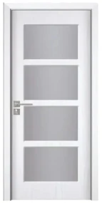 Usa Interior din MDF Novo Doors ND317, Cadru din Lemn Masiv, Geam Sablat, KIT COMPLET, Toc , Manere si balamale incluse (Culoare: Crem, Dimensiune: