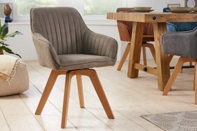Set 2 scaune rotative Livorno cu tapiterie din microfibra si picioare din lemn
