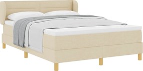 vidaXL Pat cu arcuri cu saltea cu headboard Crem 140 x 190 cm țesătură
