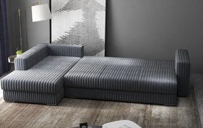 Colțar extensibil dumonde cu ladă de depozitare si sezut confortabil din spuma high-density, Gloria Ambience Gri II 320x183 cm