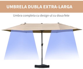 Outsunny Umbrele de Gradina Dubla 460x270cm cu Manivela si Baza Transversala | Aosom Romania