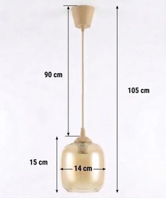 Brilagi - Lustră LED suspendată pe cablu R GLASS 1xE27/60W/230V Ø 14 cm bej/maro fumuriu