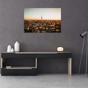 Tablou apusului de soare deasupra orașului Zizkov (90x60 cm)