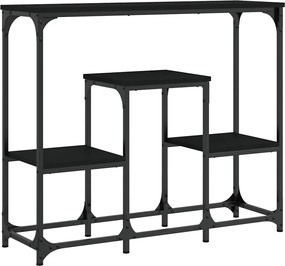 vidaXL Măsuță consolă, negru, 89,5x28x76 cm, lemn prelucrat