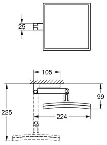 GROHE 40808000 - Oglindă cosmetică SELECTION CUBE 22,3 × 22,3 cm, crom lucios