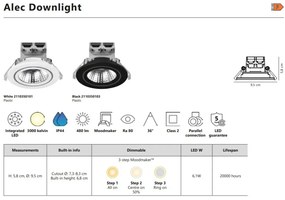 Spot LED incastrabil pentru baie IP44 Alec White 3000K, 3-Step MOODMAKER