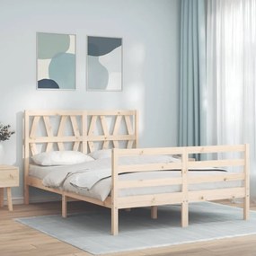 3194356 vidaXL Cadru de pat cu tăblie, 140x190 cm, lemn masiv