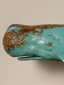 Decorațiune balenă din rășină pe suport din metal, H38,5 cm, "Oceane"