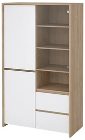 Vitrină albă-în culoare naturală cu aspect de lemn de stejar 100x170x48 cm Next – Tvilum