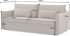 Canapea extensibila, Catifea Raiata, Gri, APARTMENT 215cm A-44503 VC