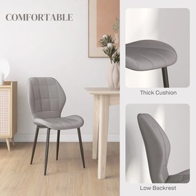 HOMCOM Set of Four Modern Style Flannel Dining Chairs - Light Grey | Aosom Romania