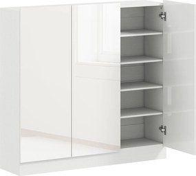 HOMCOM Dulap de Pantofi pentru 25-30 de Pantofi cu Uși Amortizate, Alb Lucios | Aosom Romania