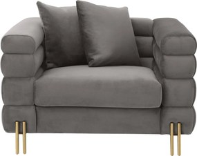 Fotoliu elegant design LUX York, catifea gri 114344 HZ