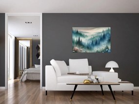 Tablou - Peisaj forestier cu ceață (90x60 cm)