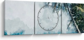 Tablou - Palmier lângă mare (cu ceas) (90x30 cm)