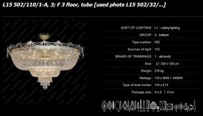 Plafoniera eleganta XXXL cristal Bohemia, L15 502/110/1-A, 3; F 3 floor, tube