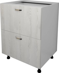 Corp Baza Lecce, 2 Sertare, Pin Alb/Alb, 60 x 50 x 80 cm