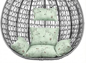 Scaun suspendat gri KOKON fara suport, perna verde deschis cu model