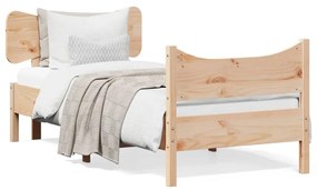 3216402 vidaXL Cadru de pat cu tăblie, 90x190 cm, lemn masiv pin
