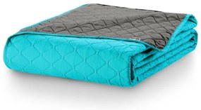 Cuvertură cu 2 fețe din microfibră DecoKing Axel, 170 x 210 cm, turcoaz-gri