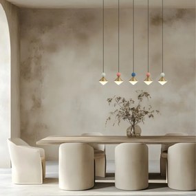 Lustra cu 5 pendule LED, Ceramica, Sticla, BRASS, ZB-25103