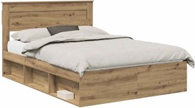 vidaXL Cadru de pat Stejar artizanal 140 x 190 cm Lemn de pin masiv