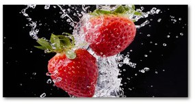 Tablou sticlă acrilică Căpșuni și apă