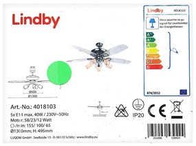 Ventilator de tavan cu iluminare CEDRIK 5xE14/40W/230V Lindby