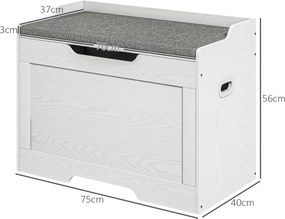 HOMCOM Cufăr de depozitare de 103 litri, bancă cu spațiu de depozitare cu balama de siguranță, pernă de șezut, pentru diferite camere, Alb | Aosom Romania