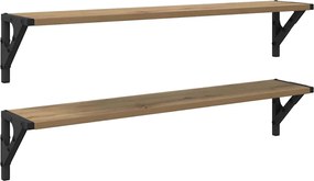 vidaXL Șemele de perete 2 pcs Stejar Artizanal 80 x 15 x 15,5 cm