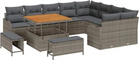 vidaXL Set de canapele pentru grădină cu pernă cu pernă 12 pcs Gri