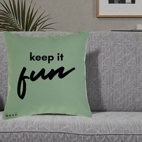 Perna Decorativa Keep It Fun, 40x40 cm, Verde, Husa Detasabila, Perna Inclusa, BEKZ®