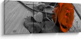 Tablou - Trandafir portocaliu (cu ceas) (90x30 cm)