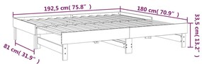 Pat de zi extensibil, alb, 2x(90x190) cm, lemn masiv de pin Alb, 2x (90 x 190) cm