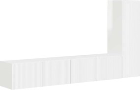 vidaXL Set comodă TV Pe perete 3 pcs Alb lucios Lemn compozit