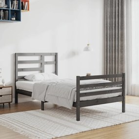 3105852 vidaXL Cadru de pat, gri, 100x200 cm, lemn masiv